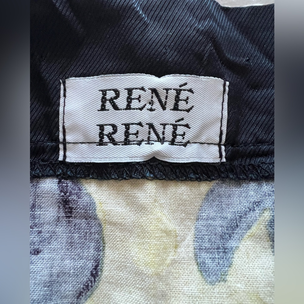 Women's Vintage Rene Rene Yellow and Navy Floral Mini Skirt size 0 - Picture 6 of 6